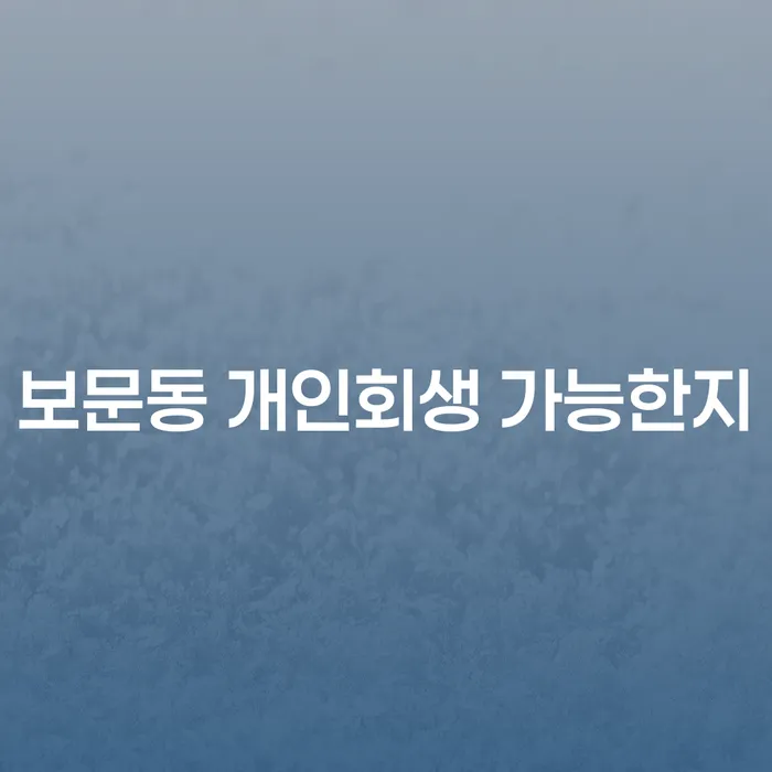 보문동 개인회생 가능한지