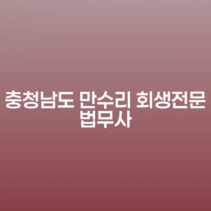 충청남도 만수리 회생전문법무사와 함께 신용불량개인회생을 준비해야 하는 이유는?
